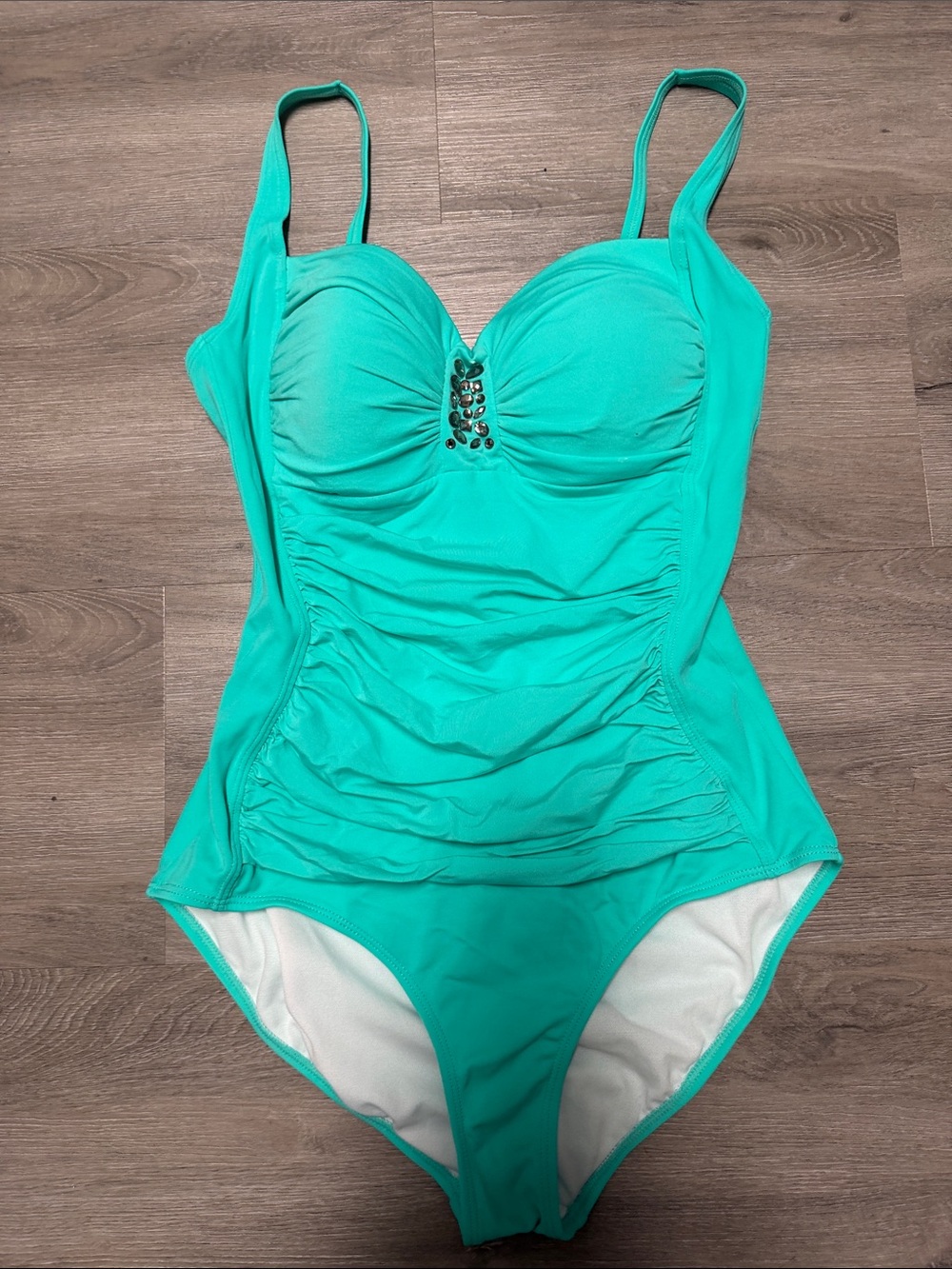 Jantzen Turquoise One-Piece Swimsuit with Gem Accent